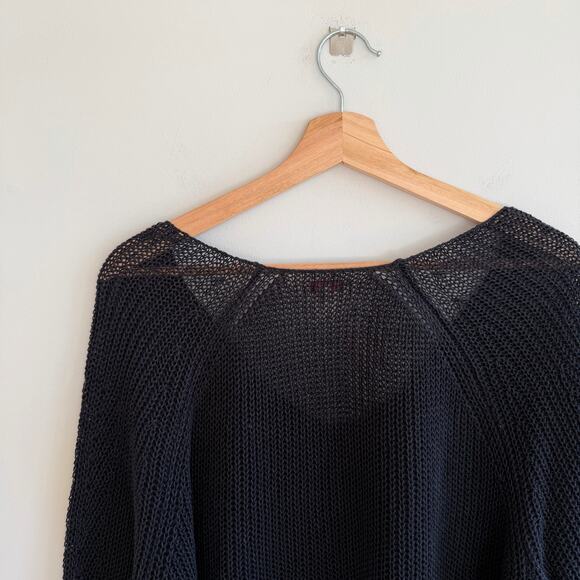 Demylee Linen Knit V-Neck Pullover Long Sleeve Sweater Navy L - Picture 7 of 7
